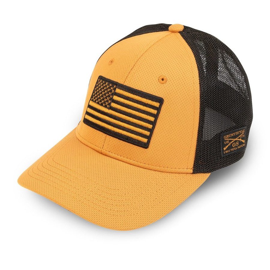 Embroidered American Flag Stretch Fit Hat - Coyote - Image 7