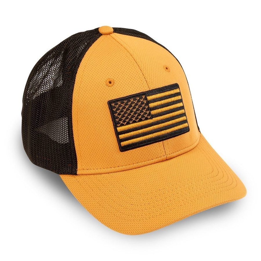 Embroidered American Flag Stretch Fit Hat - Coyote - Image 8