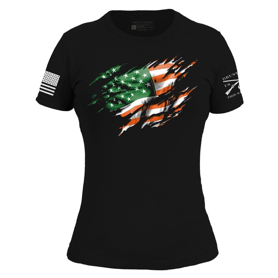 Women's Still Standing Irish Colors Slim Fit T-Shirt - Black