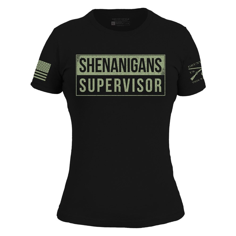 Women's Shenanigans Supervisor Slim Fit T-Shirt - Black