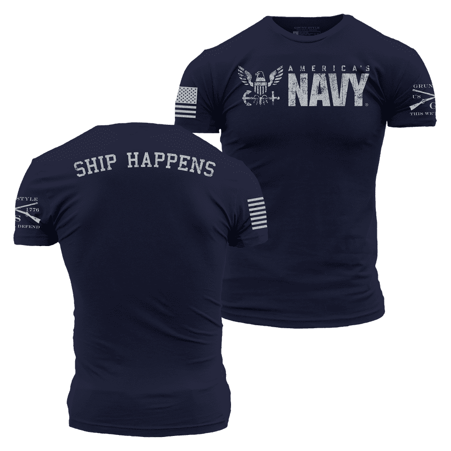 USN - Ship Happens 2.0 T-Shirt - Navy