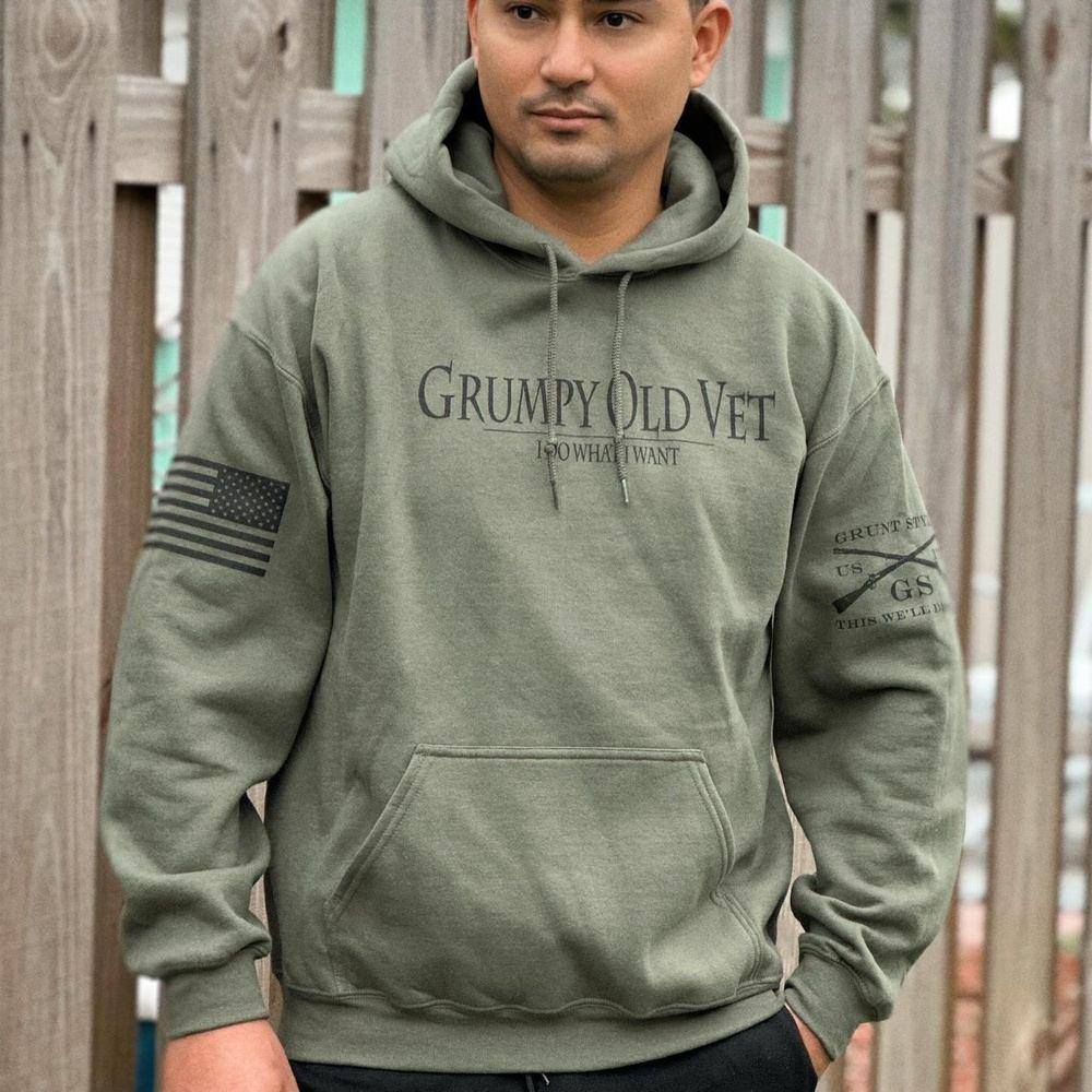 Grumpy Old Vet Hoodie - Military Green - Image 3
