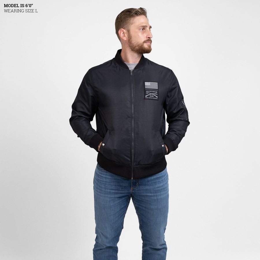 Men's Stealth Bomber Jacket - Black - Image 3