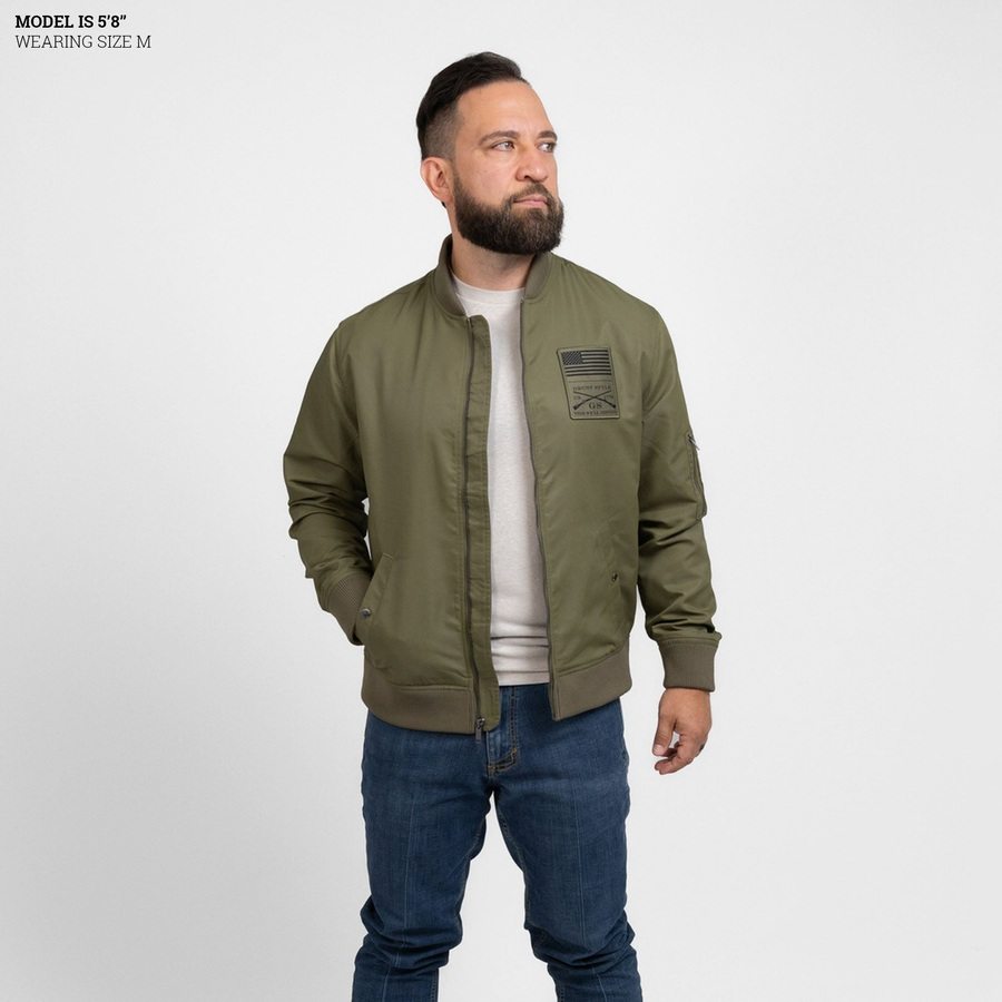 Men's Stealth Bomber Jacket - Military Green - Image 3
