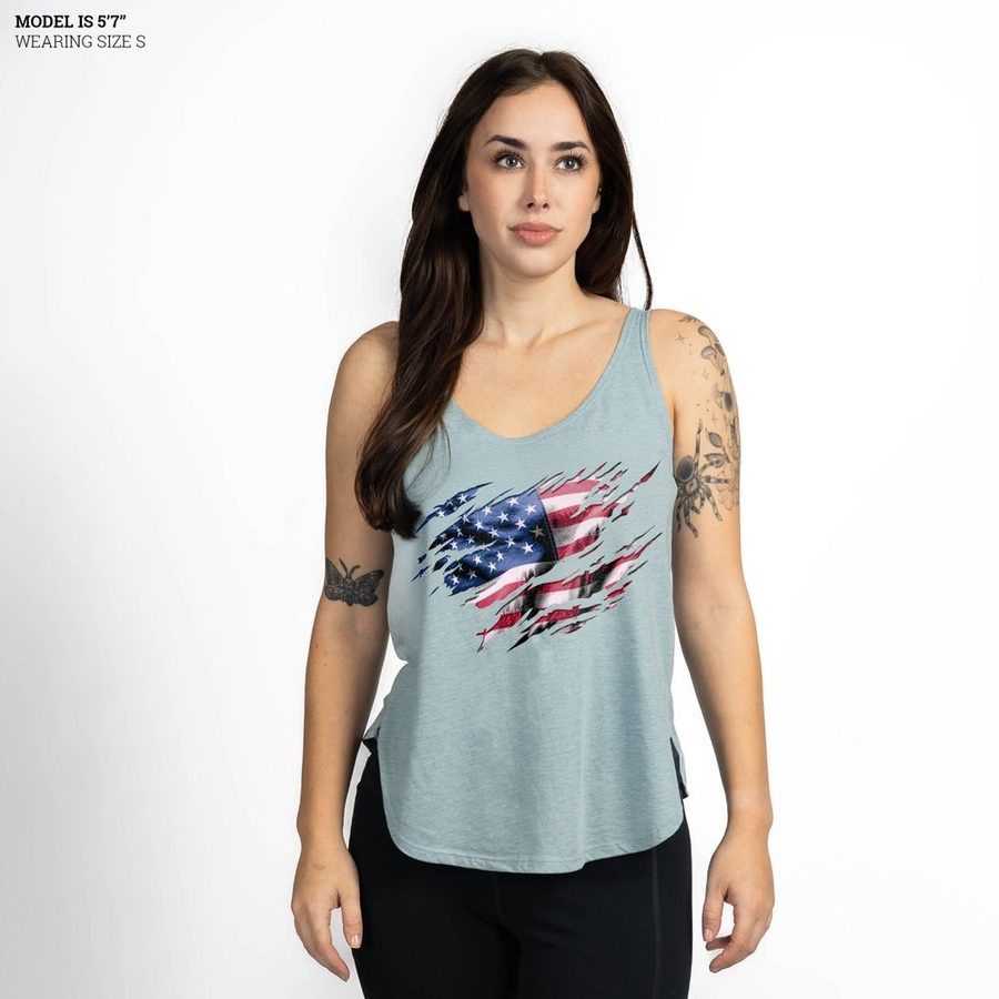 Women's Still Standing Flowy Tank - Stonewash Denim - Image 6