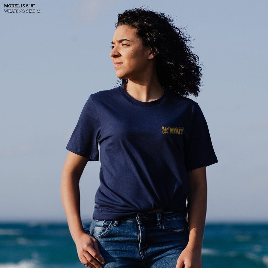 USN - Women's Semper Fortis Boyfriend Fit T-Shirt - Navy - Image 2