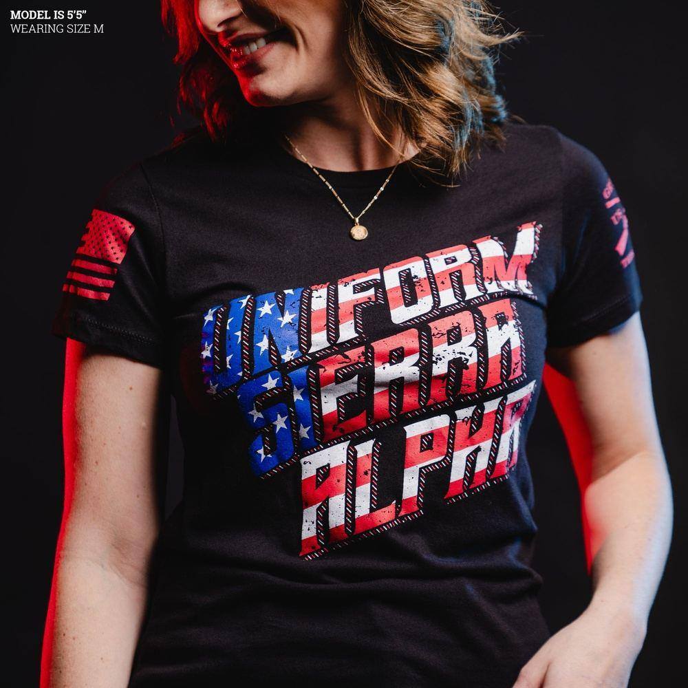 Women's USA Slim Fit T-Shirt - Black - Image 3
