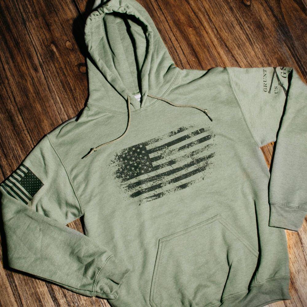Vintage American Hoodie - Military Green - Image 2