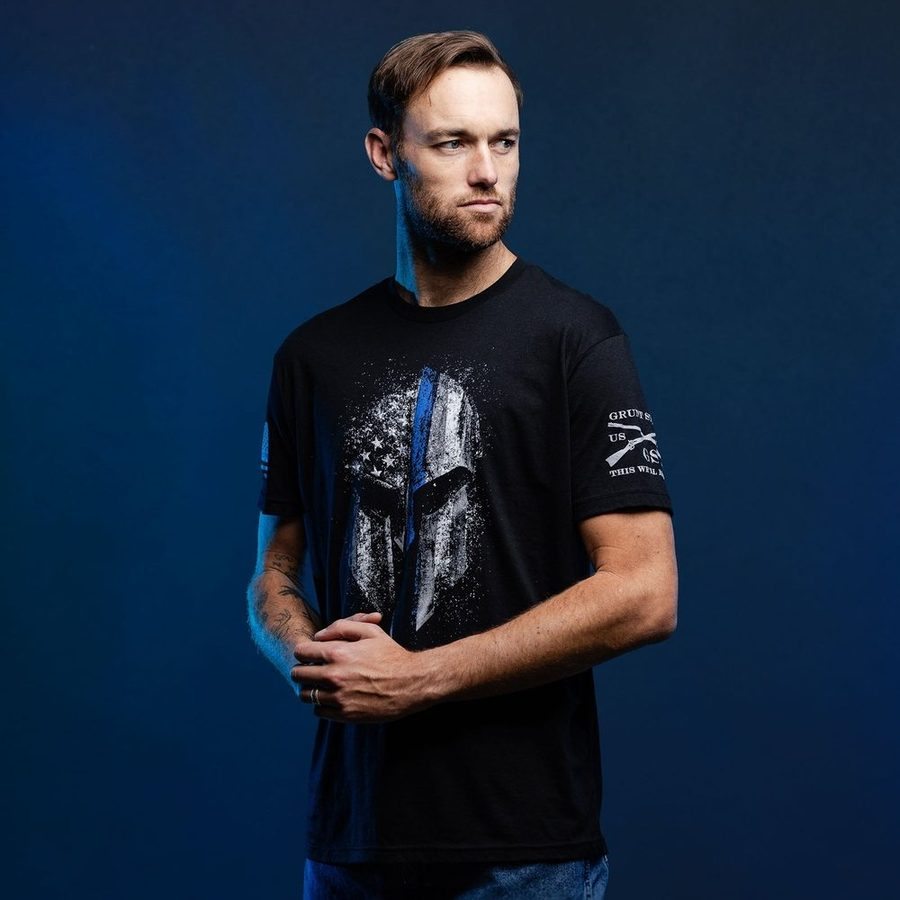 Blue Line Spartan T-Shirt - Black - Image 5