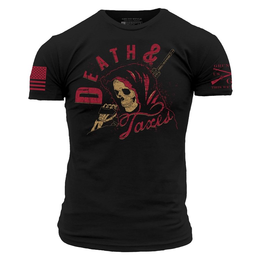 Death And Taxes T-Shirt - Black