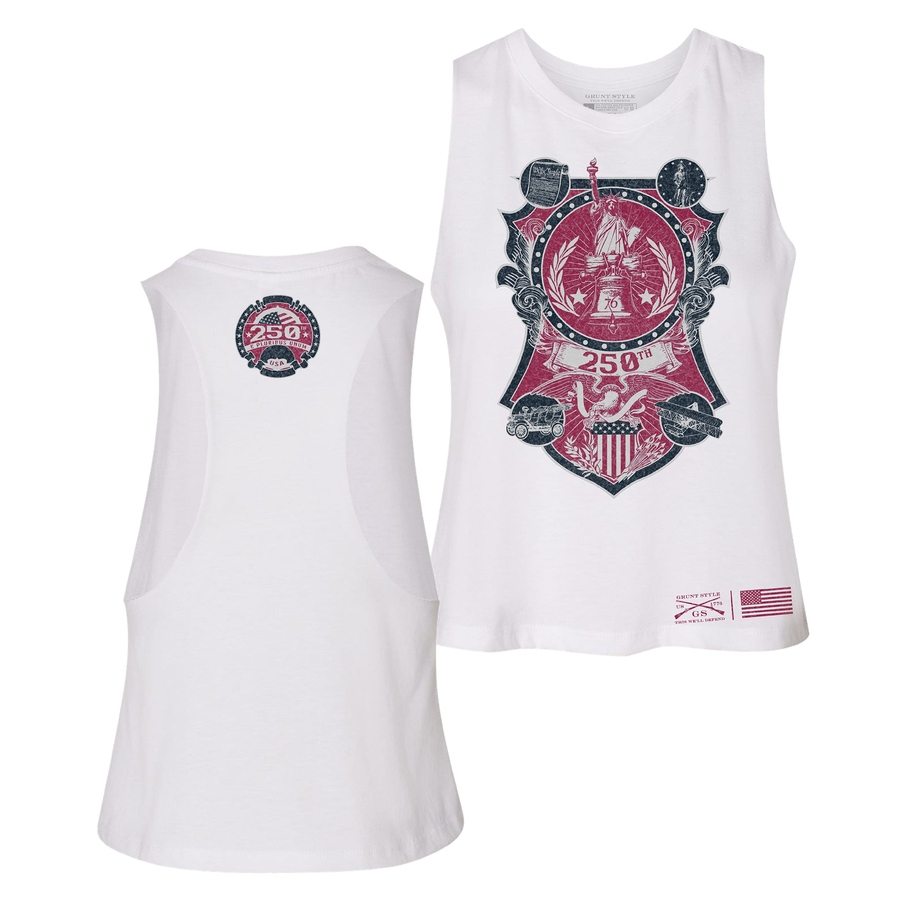 Women's 250th Commemorative Racerback Cropped Tank - White