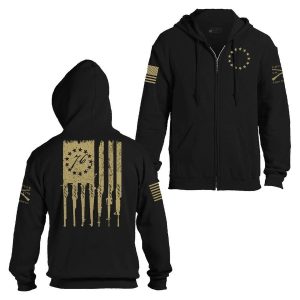 Betsy Rifle Flag Full-Zip Hoodie - Black