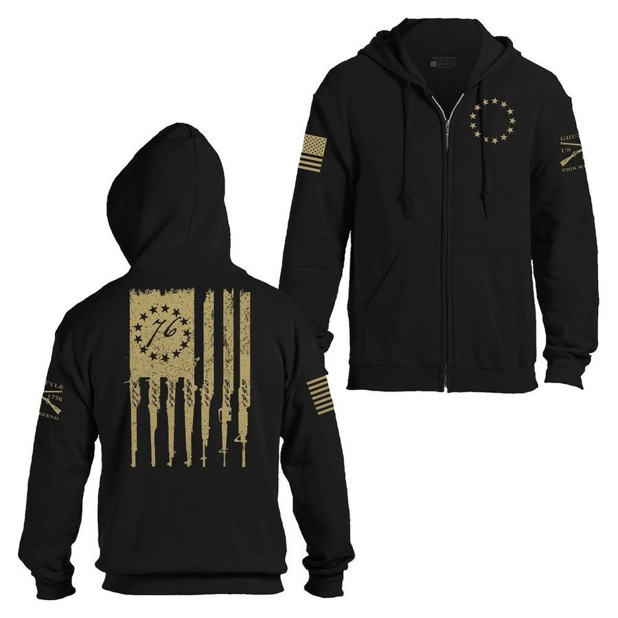 Betsy Rifle Flag Full-Zip Hoodie - Black