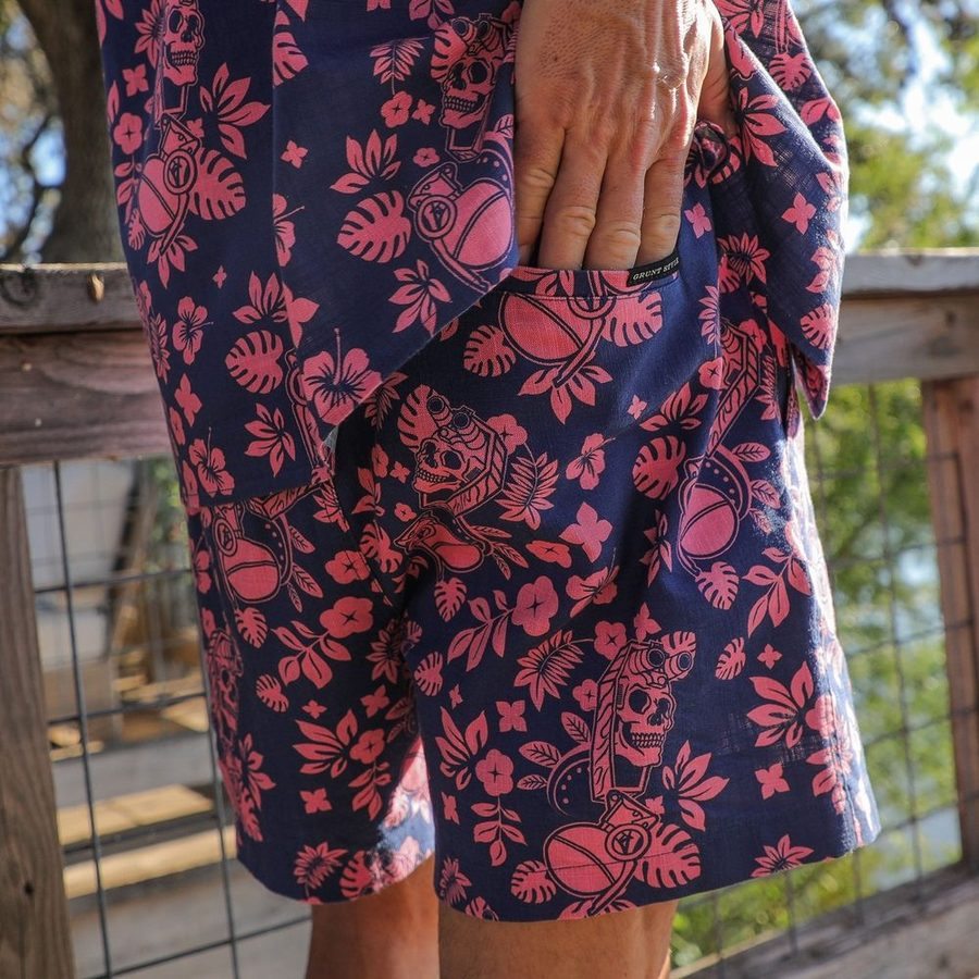 Getaway Casual Shorts - Tropical Death - Navy/Pink - Image 3