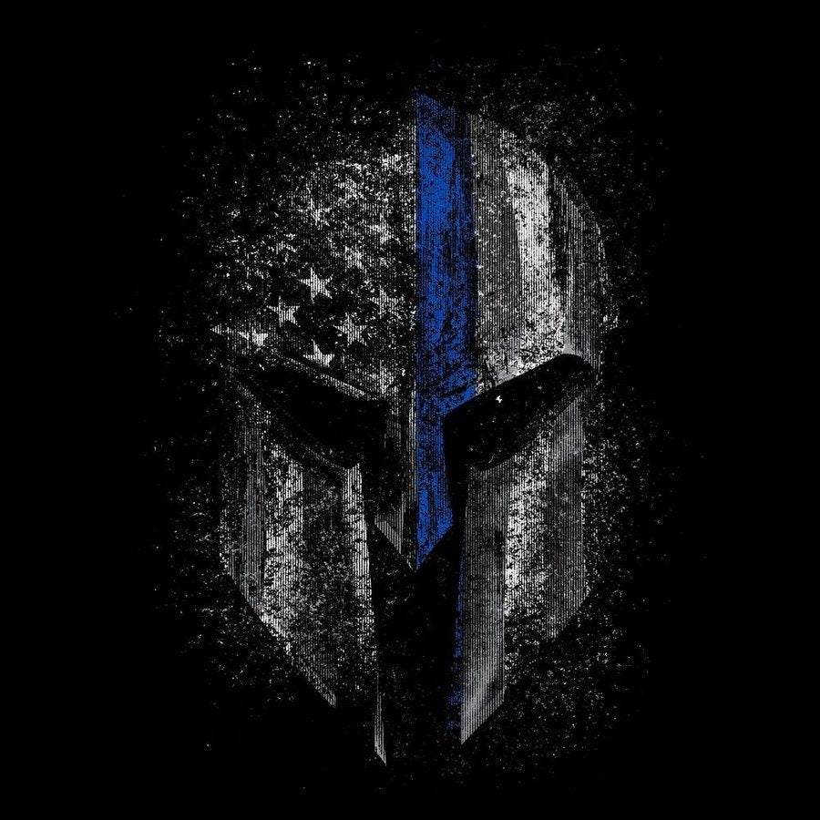 Blue Line Spartan T-Shirt - Black - Image 7