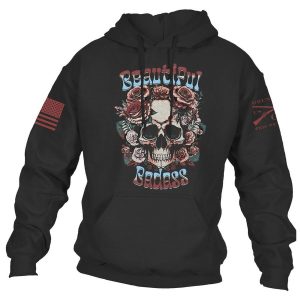 Women's Beautiful Badass Floral Hoodie - Black