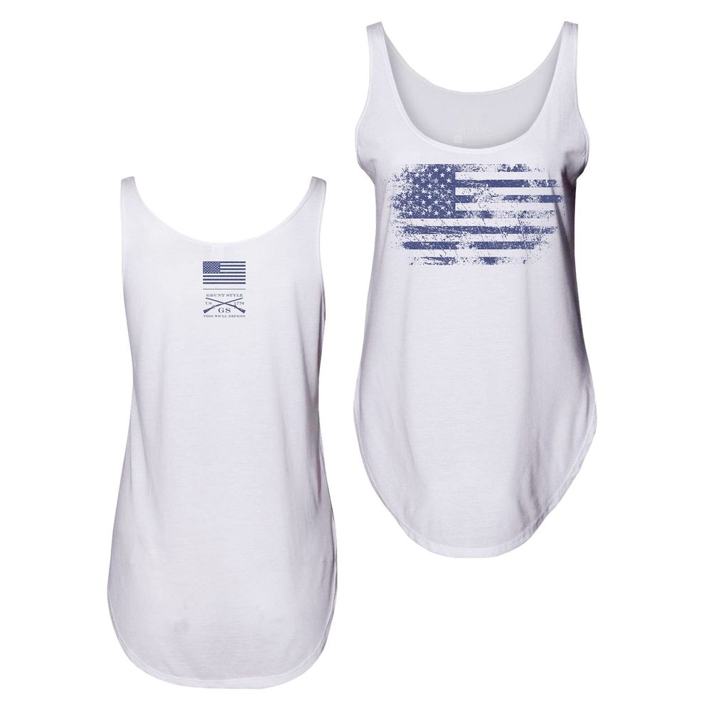 Women's Vintage American Flowy Tank - White