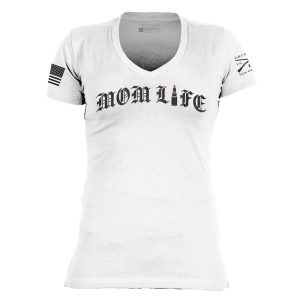 Women's Mom Life V-Neck T-Shirt - White