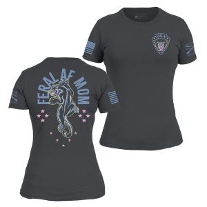 Women's Feral AF Mom Slim Fit T-Shirt - Heavy Metal